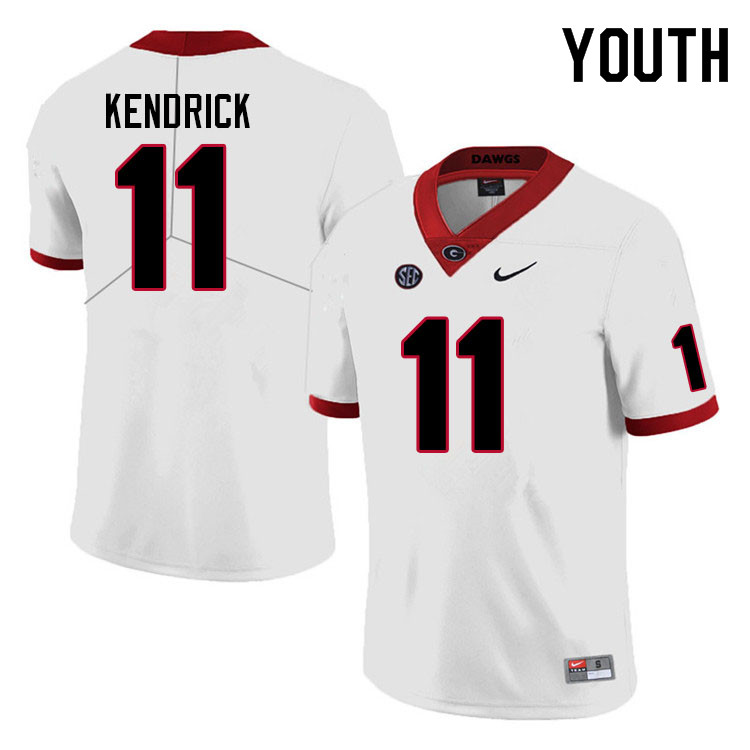 Youth #11 Derion Kendrick Georgia Bulldogs College Football Jerseys Sale-White - Click Image to Close